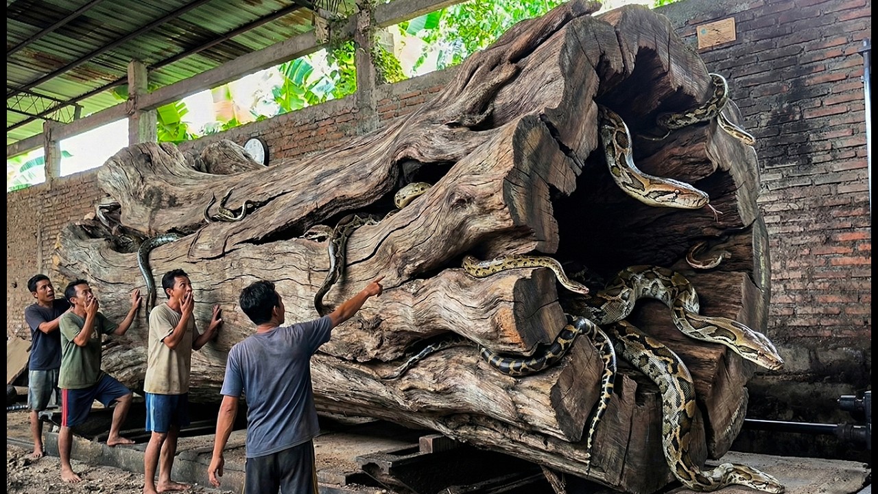 SOMETHING UNEXPECTED!! What Appeared Inside This Ancient Joar Tree During the Sawing Process
