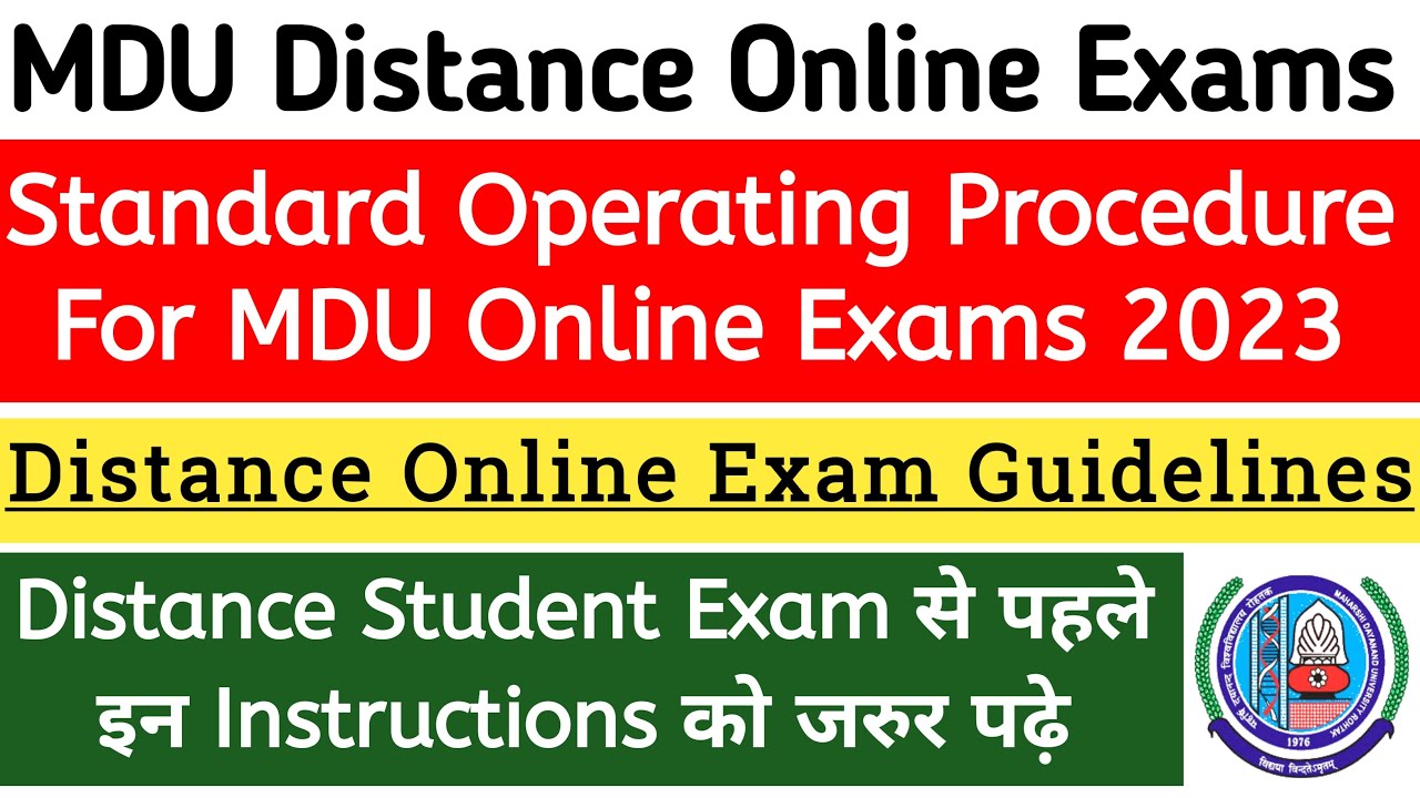 Mdu Standard Operating Procedure For Online Descriptive Exams 2023 | Mdu SOP 2023 | Mdu Online Exams