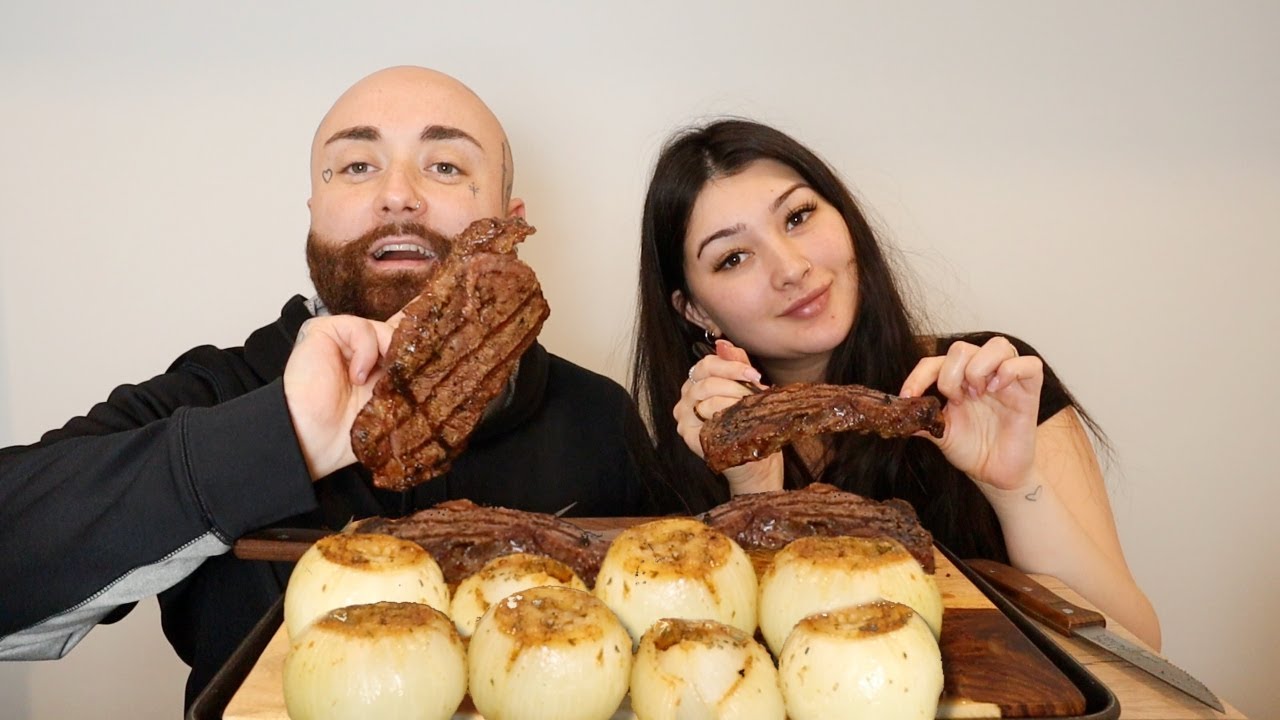 Onion Boil & Medium Steak Mukbang | Buttery Soft Onions & Juicy Steaks!