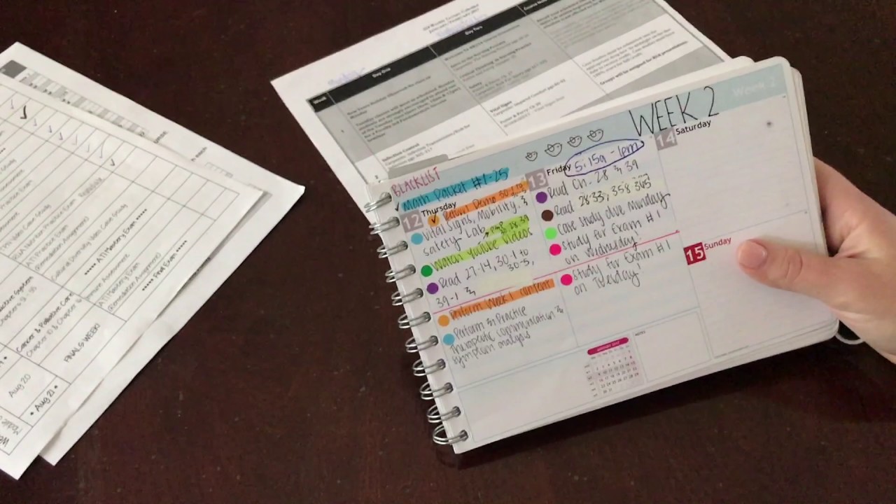 Organizing my planner for nursing school