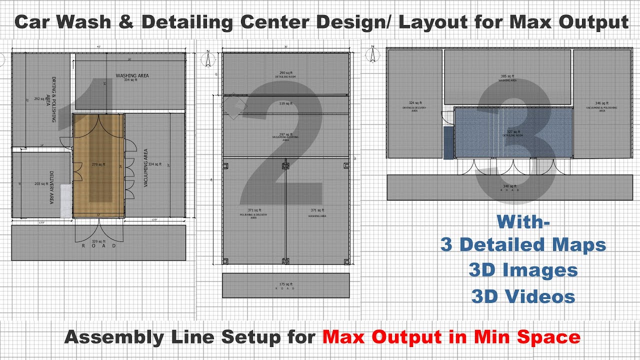 Part-2 | Car Wash & Detailing Center Design or Layout for max output | Examples