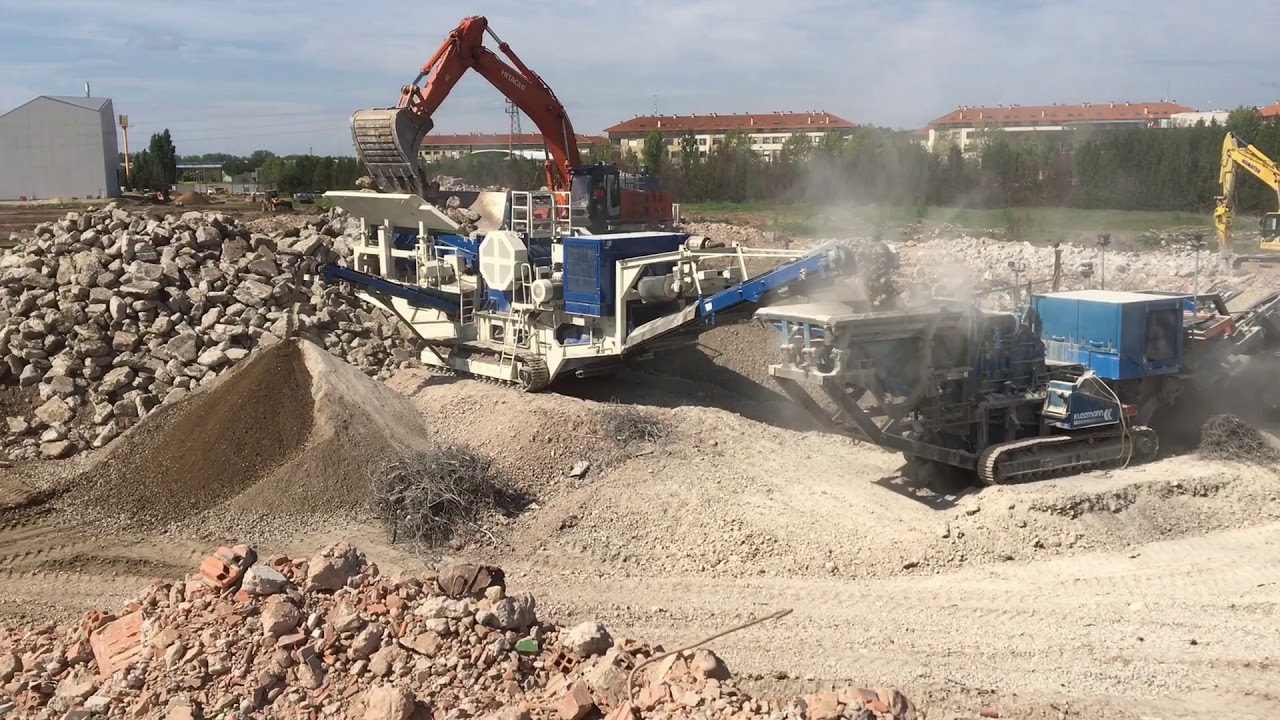 Trituración de escombros de demolición