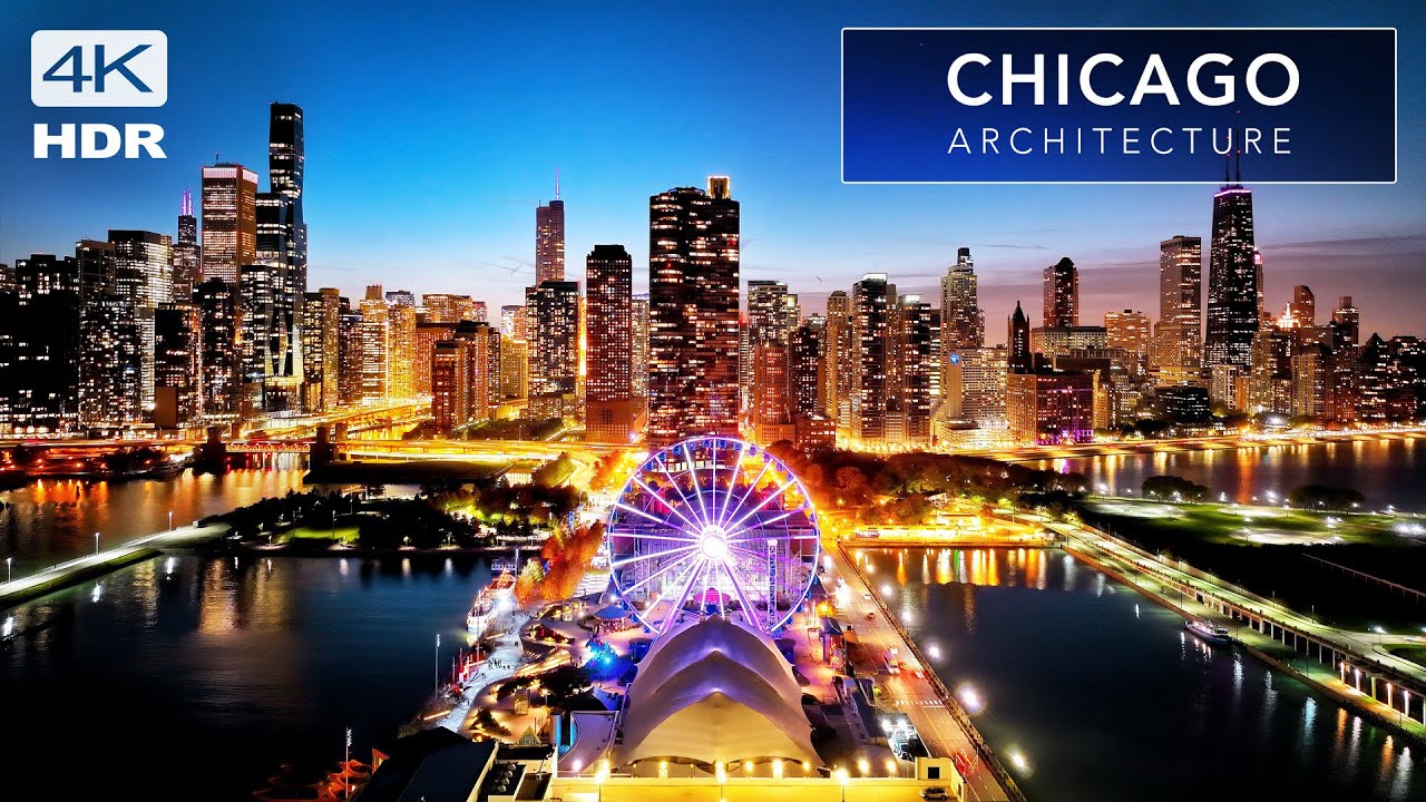 STUNNING Chicago 4K HDR Tour DAWN to DUSK - Cinematic Relaxation film with calm music
