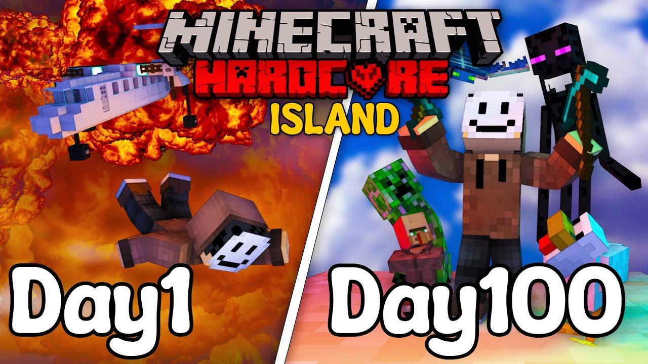 ماینکرفت 🌵 من ۱۰۰ روز در یک جزیره توی ماینکرفت هاردکور زندگی کردم.. 🐼 Minecraft 100 Days