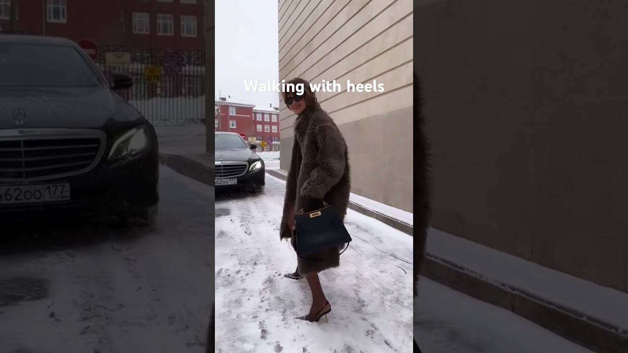 Walking with heels in the snow 