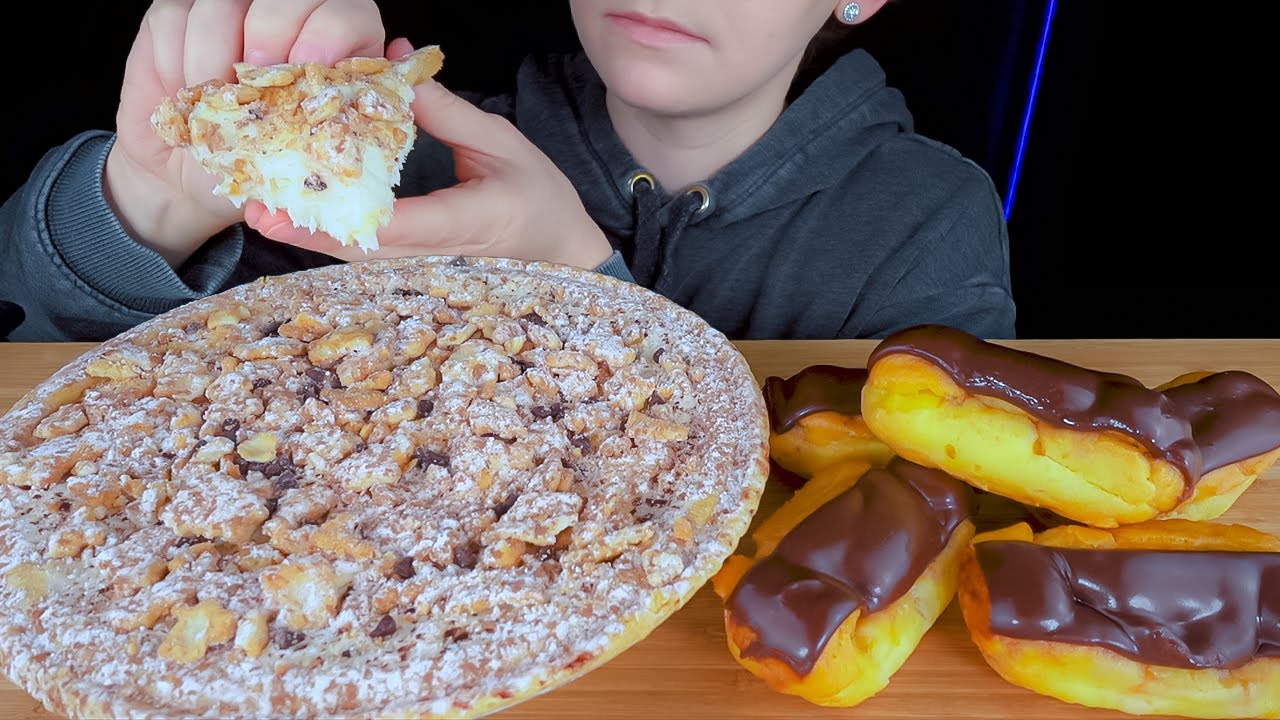 ASMR Cannoli Pie & Eclairs Dessert Mukbang [Soft Eating Sounds / No Talking]