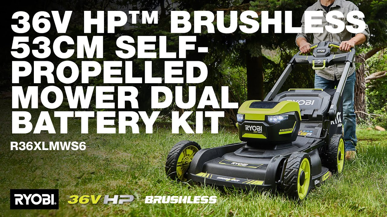 Комплект самоходной двухаккумуляторной газонокосилки RYOBI 36V HP™ Brushless шириной 53 см (R36XL...