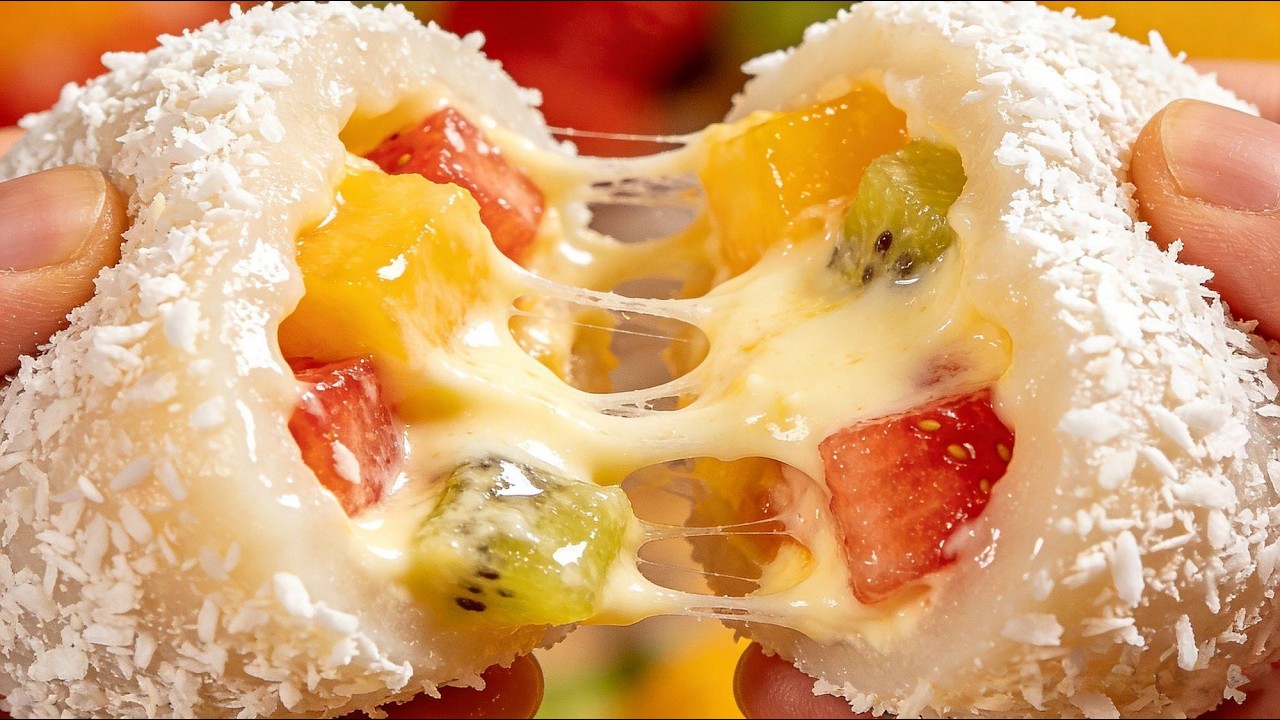 🔥LIVE yummy Fruit Cheese Mochi #satisfyingvideo #streetfood #yummy