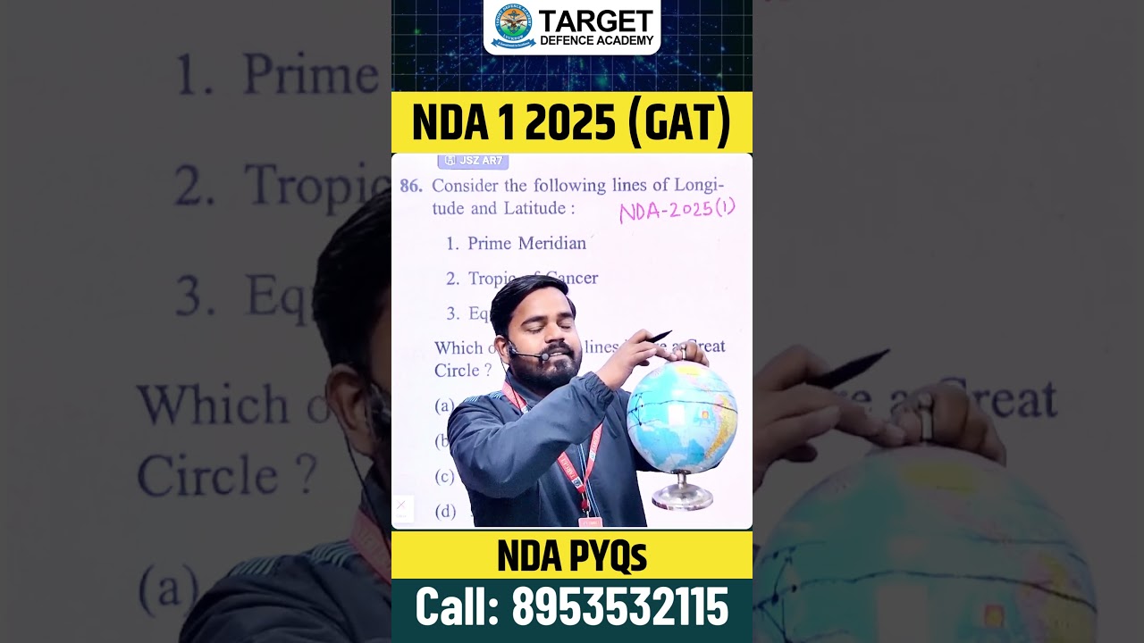 NDA 1 2025 PYQs | NDA PYQs Geography | Geography for NDA, CDS & AFCAT 🌍 | Prime Meridian