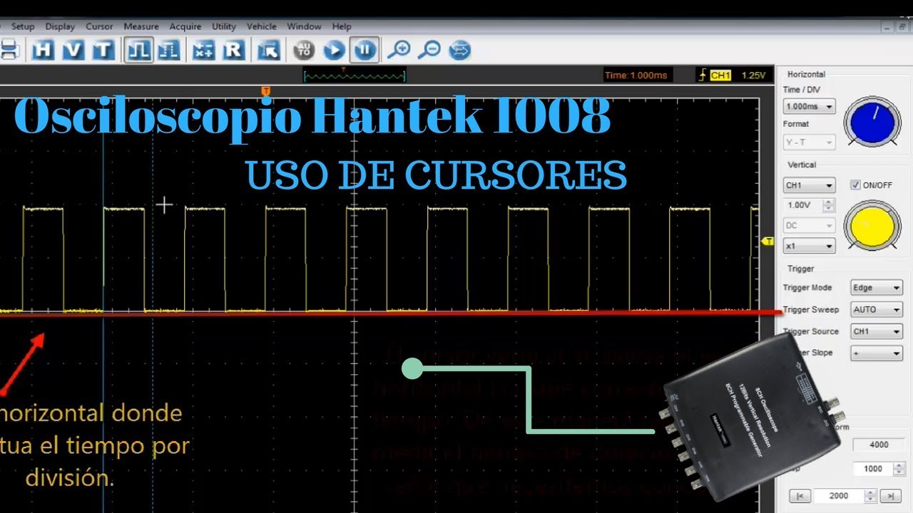 Osciloscopio Hantek 1008c - Cursores