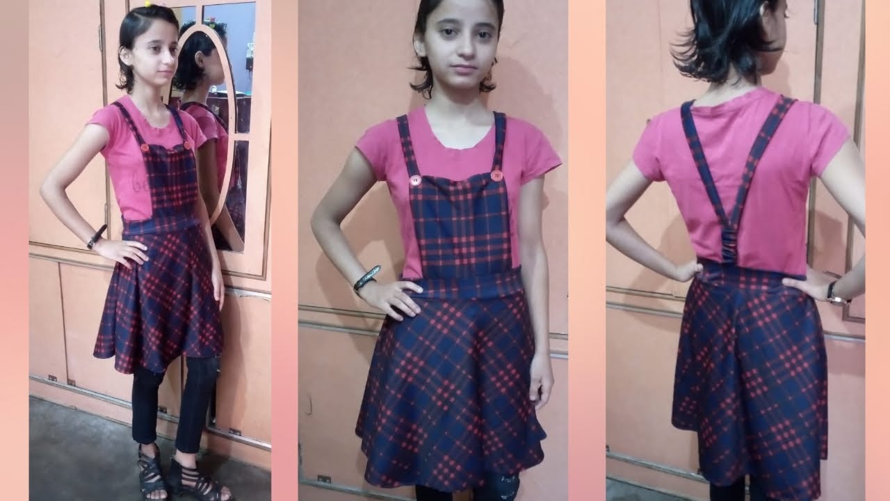 Skirt Dungaree Dress For 8 - 10 Years Old Girl | Cutting And Stitching | Aliza Khan