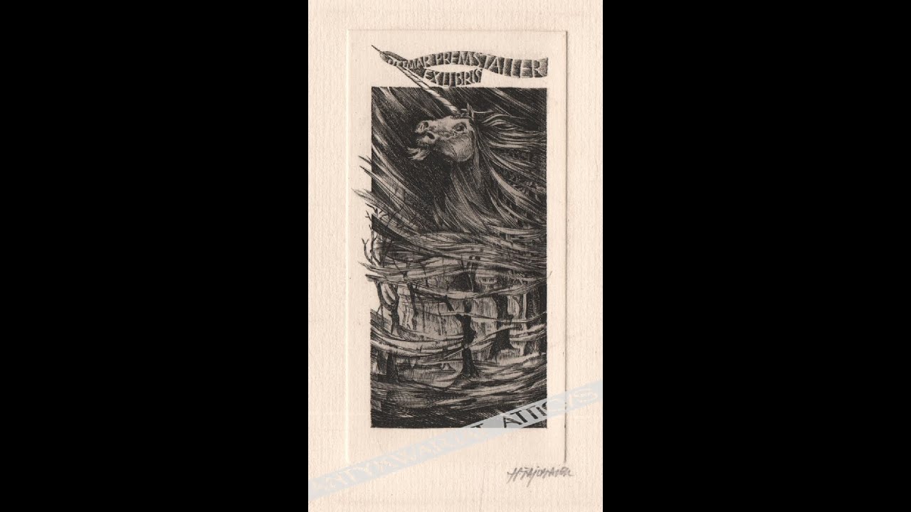 Henryk FEILHAUER &bdquo;Ex libris Ottmar Premstaller&rdquo;, grafika z 1981 r.
