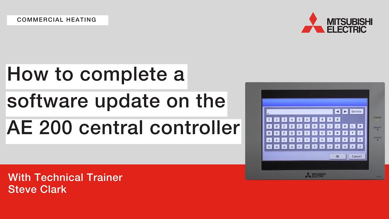 How to complete a software update on the AE 200 central controller