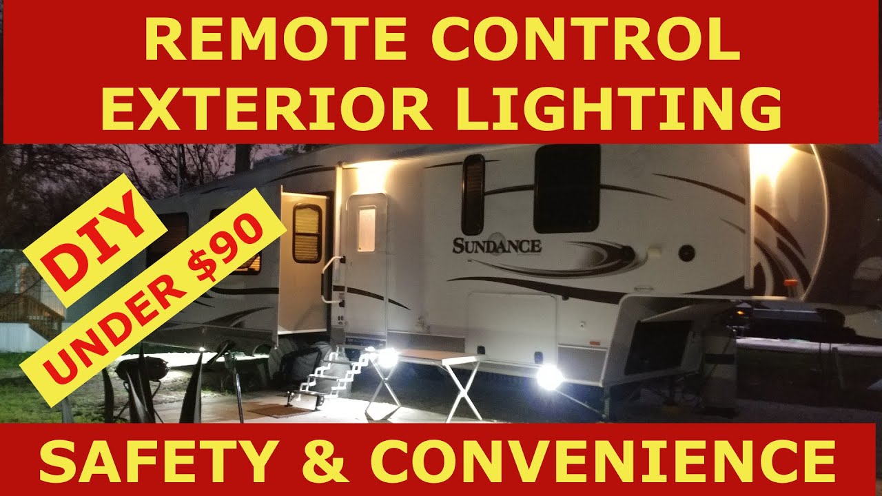 RV remote control exterior lighting - DIY, lighted RV parking at night, security, boondock lighting