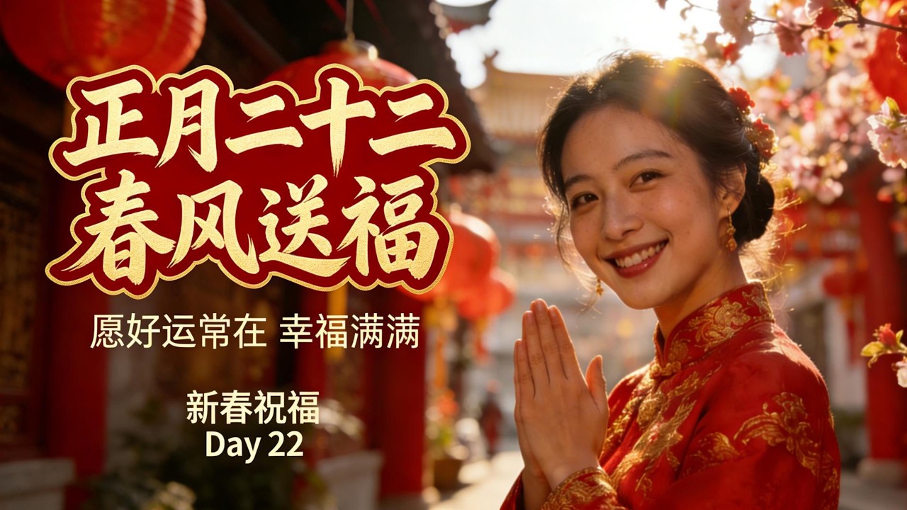 《正月二十二 · 春風送福》新年祝福歌曲｜願好運常在 幸福滿滿 🌸 | Chinese New Year Blessing Song | Spring Brings Good Fortune