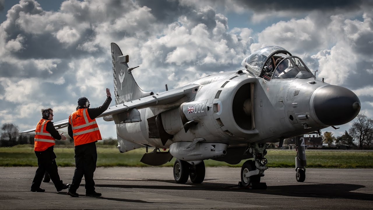 Sea Harrier Jump Jet engine start up with Jet Art Aviation Ltd