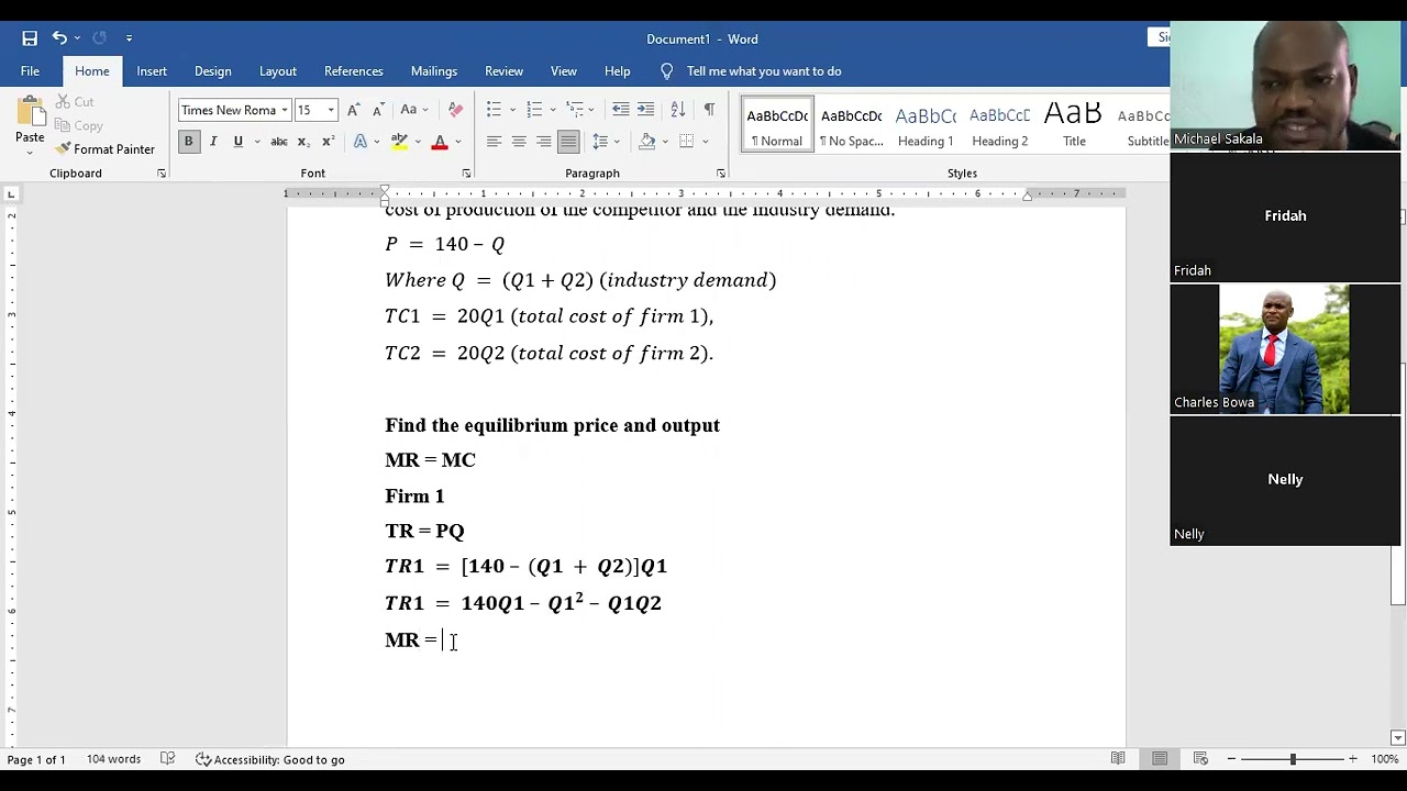 Profit Maximization output for duopoly