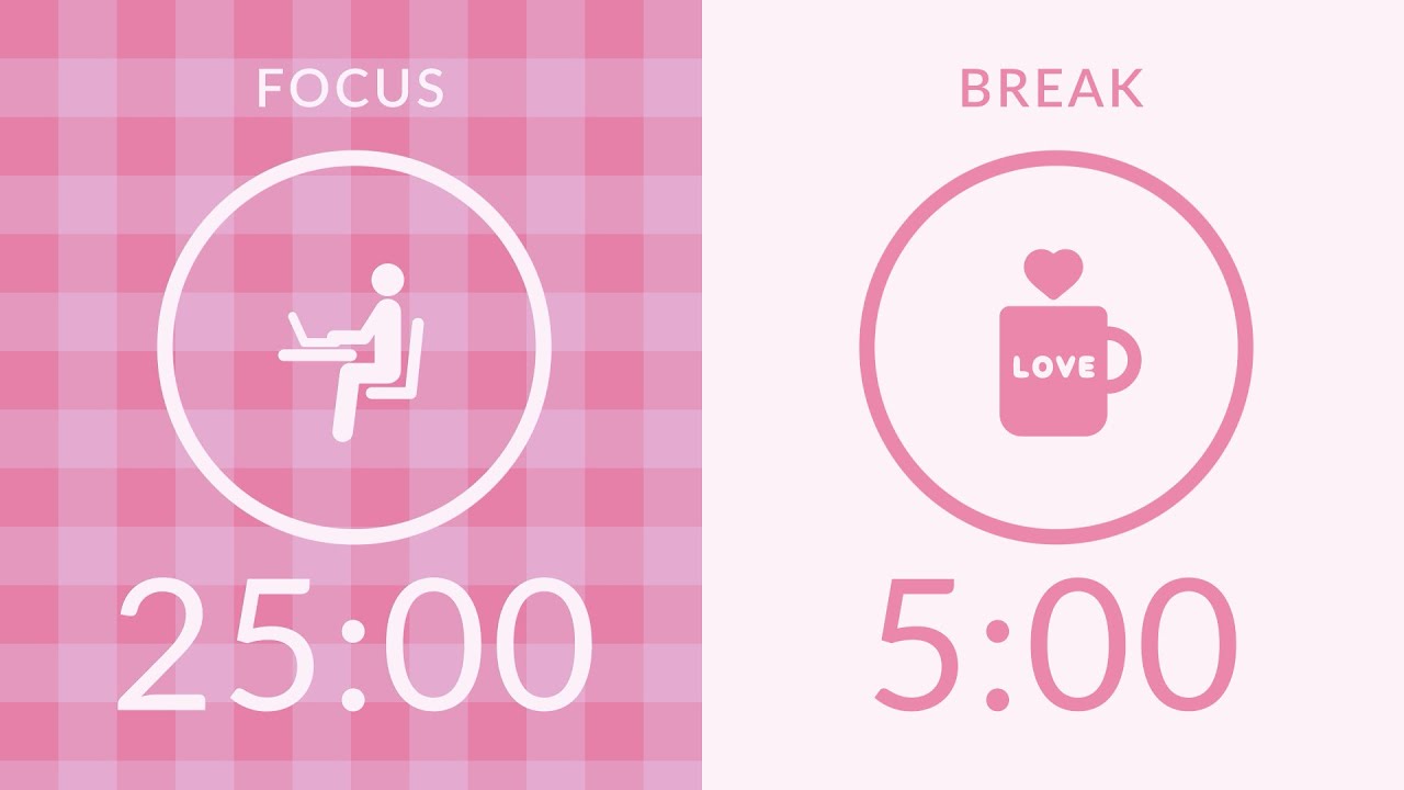 25/5 Pomodoro Timer with Pink Noise 🎧 Study with Me for Deep Focus & ADHD ✨