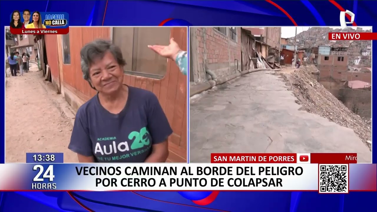 Vecinos caminan al borde del peligro por cerro a punto de colapsar