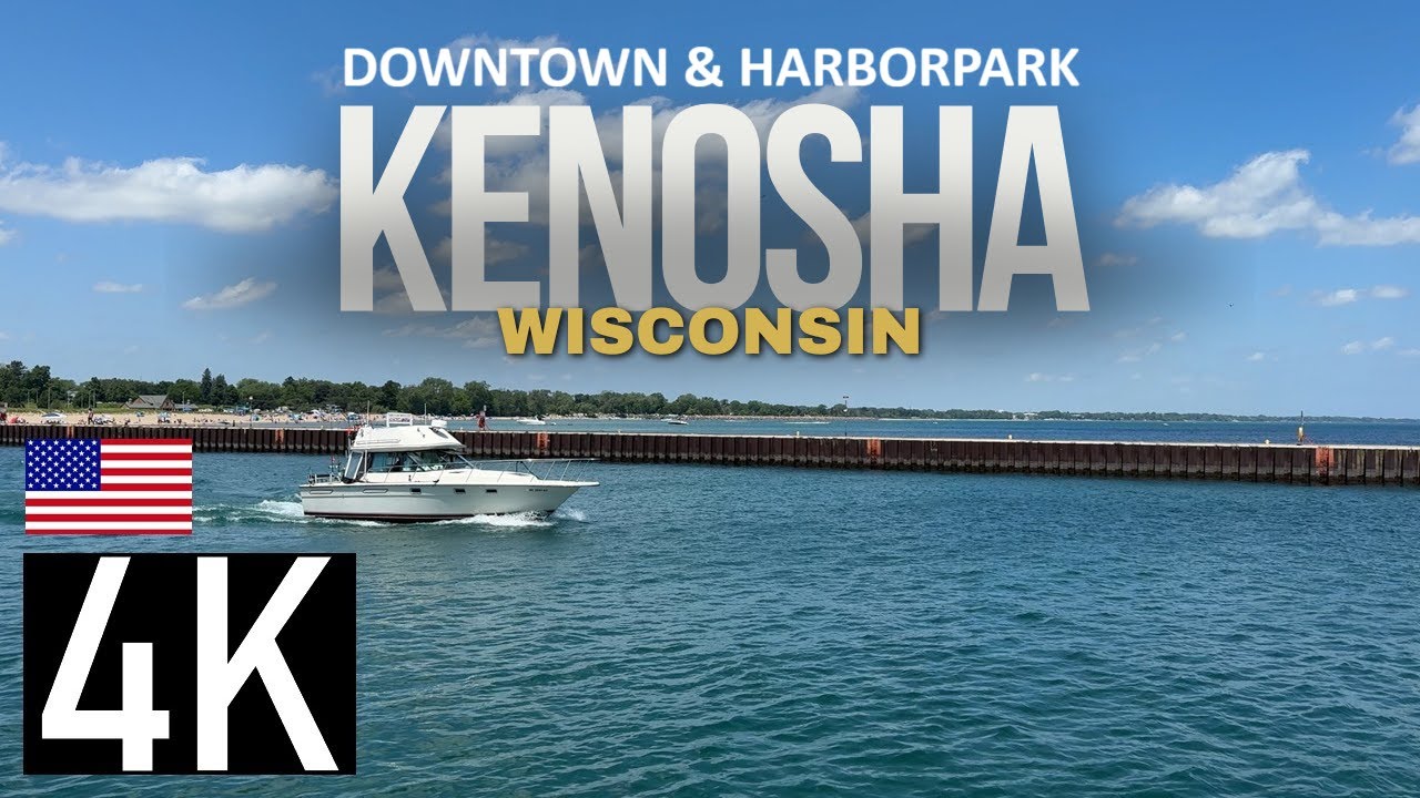 Road Tour of Kenosha, WI in 4K - HarborPark - Downtown Kenosha, Wisconsin