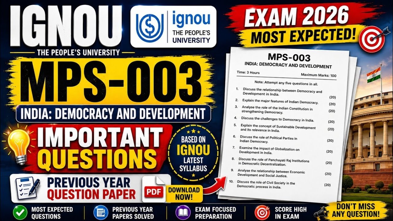 IGNOU MPS-003 Important Questions 2026 | Previous Year Paper Pdf Download
