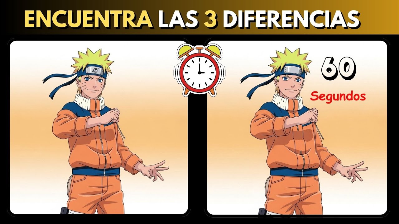 ¿Puedes encontrar las 3 diferencias de Naruto en 60 segundos?