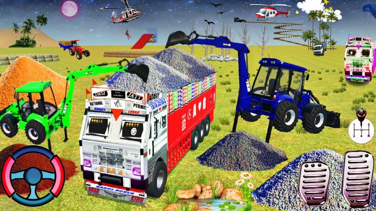 🔴 Drive JCB and Uploading Stone 🪨 🚜 From Damper track in Game