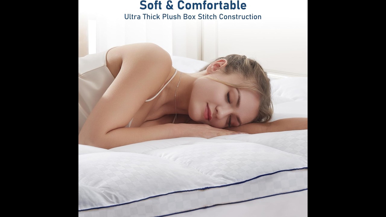 Bedluxury Queen Mattress Topper Extra Thick Pillowtop Mattress Pad Cover Cooling and Plush