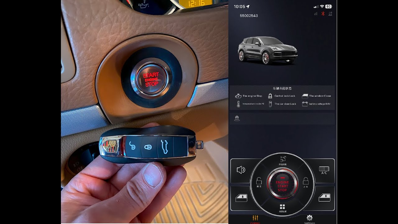 Adding push start button, keyless entry, remote starter, and bluetooth app to Porsche Cayenne 957