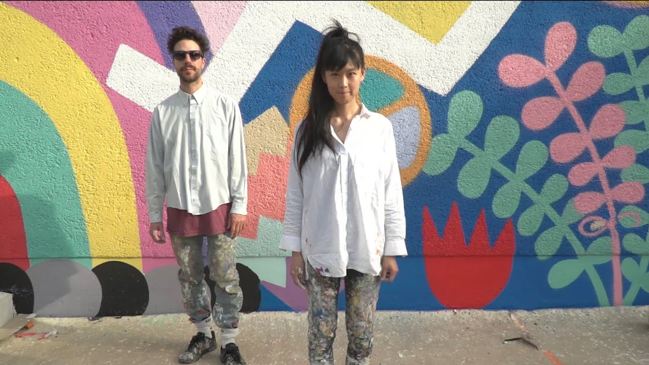 Portrait Mina Hamada & Zosen mural at public school “Escola Cascavell” Barcelona