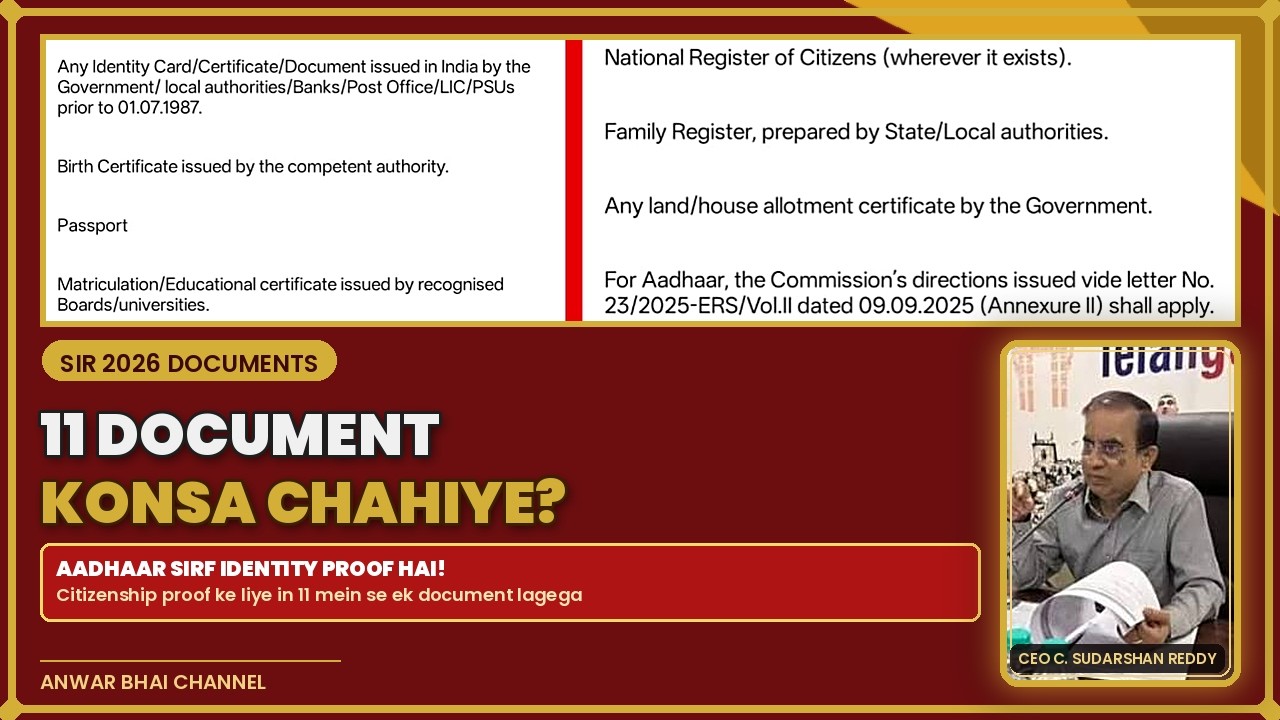 What Are the 11 Documents Required by the BLO for SIR? Full List Explained