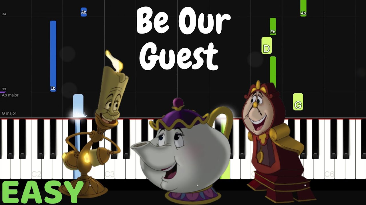 Be Our Guest - EASY Piano Tutorial - Tunes With Tina