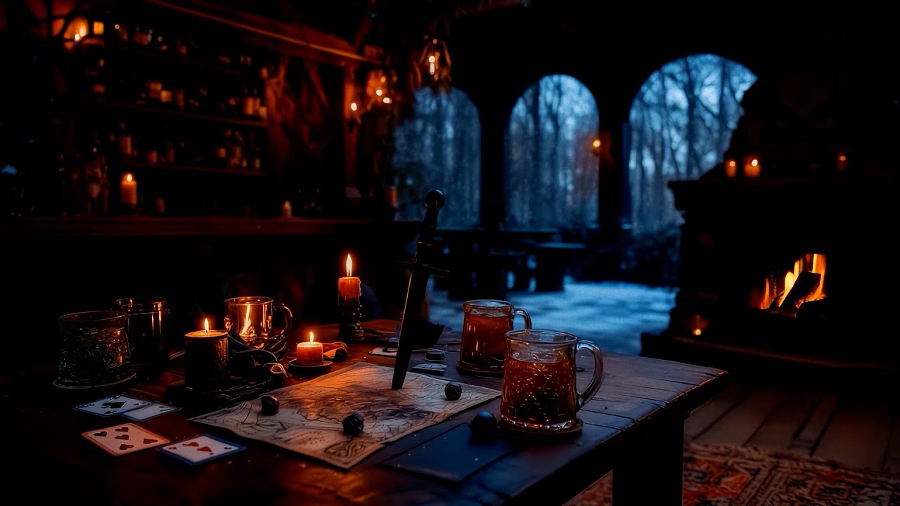 The Cursed Winter Tavern — Dark Fantasy Fireplace Ambience for D&D
