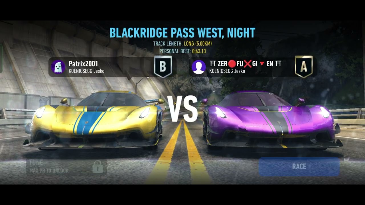 Need for speed no limits / Koenigsegg Jesko / Landslide / Breakneck / Tier B, A on S 