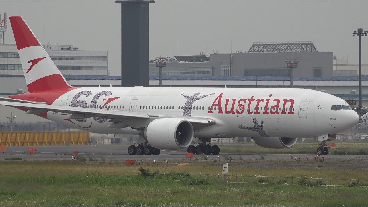 Austrian Airlines 60 Years Livery Boeing 777-200ER OE-LPF Takeoff from NRT 16R