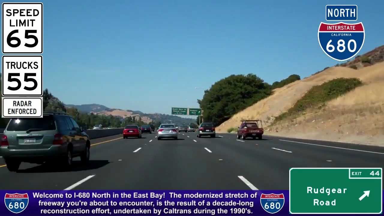 I-680 North (CA), Driving Thru Walnut Creek & Concord, Mile 43 To Mile 53