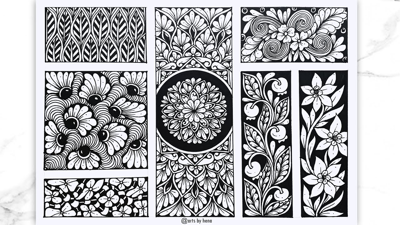 7 Zentangle Pattern For Beginners |Mandala patterns |Doodle Pattern | Zen-doodle