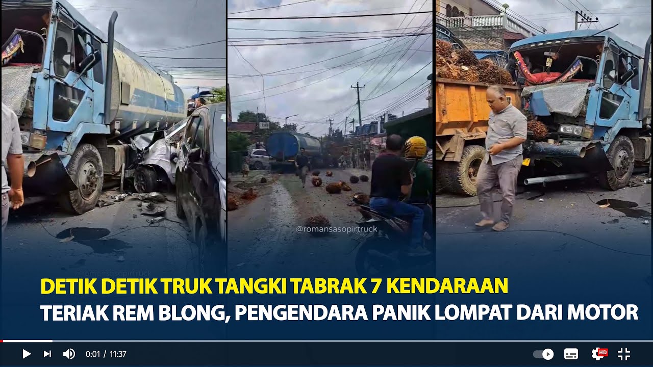 Detik detik Truk Tangki Tabrak 7 Kendaraan, Teriak Rem Blong, Pengendara Panik Lompat dari Motor