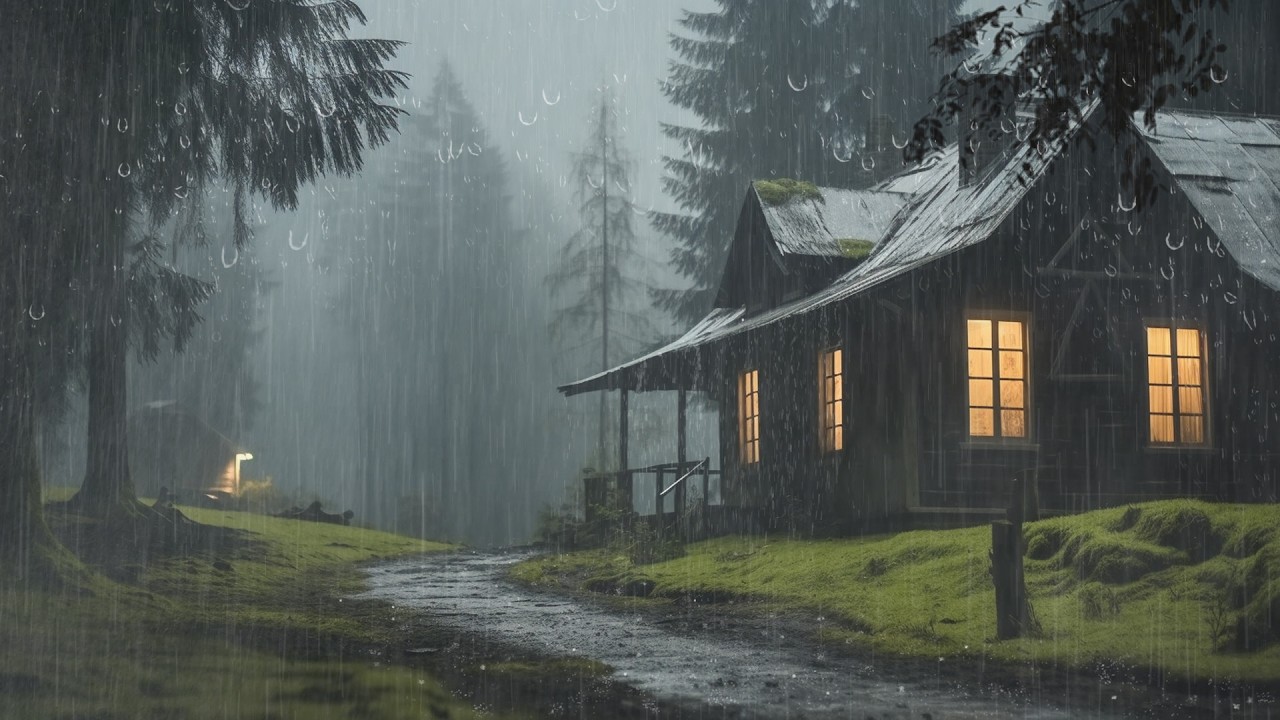 No Ads Rain Sounds for Sleeping - ASMR Powerful Rainstorm on Tin Roof & Intense Thunder Sounds