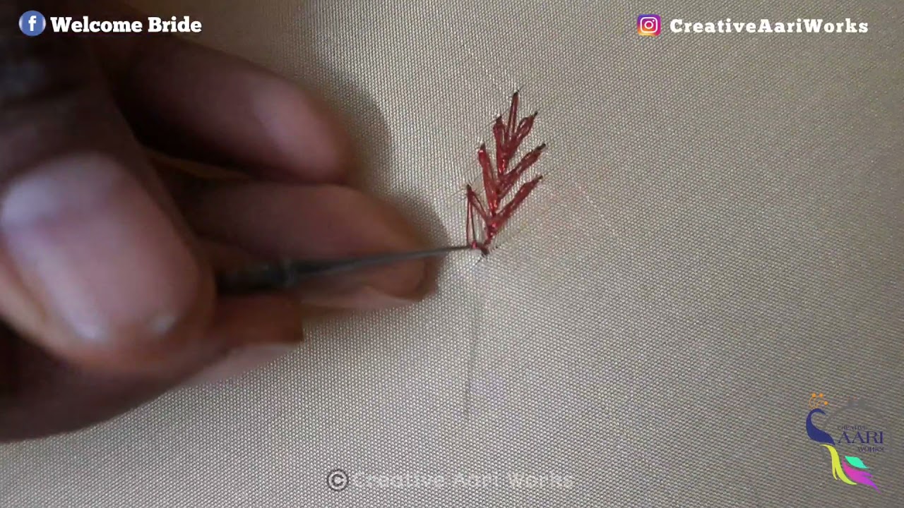 fish bone loading stitch / Aari stitches / Aari work blouse designs / Creative Aari Works