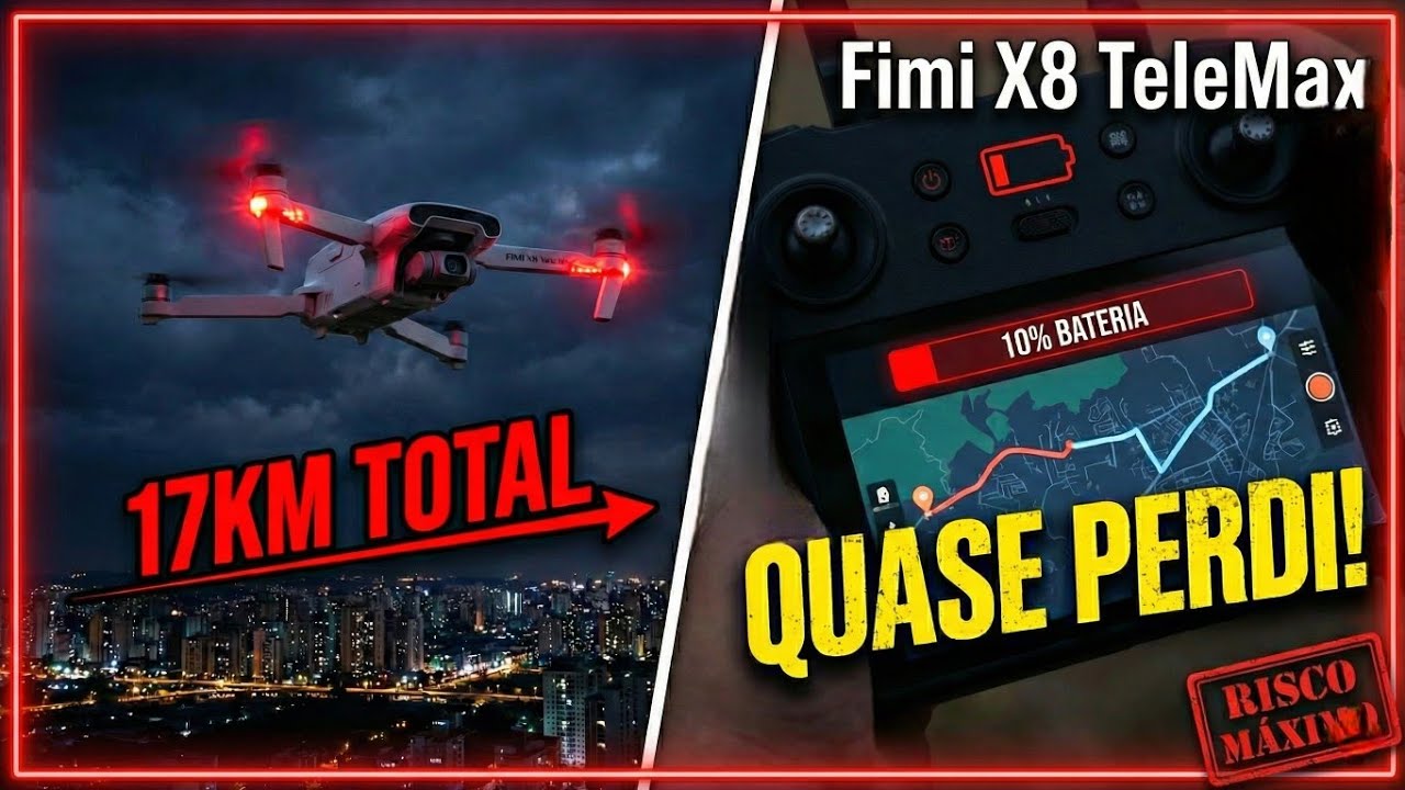 ​QUASE PERDI MEU DRONE! FIMI X8 Tele Max no Limite (17km Long Range) #fimix8telemax #dronebrasil 