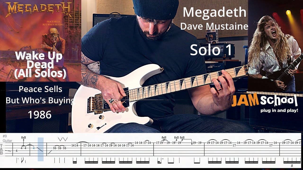 Megadeth Wake Up Dead All Guitar Solos Dave Mustaine Chris Poland (with TAB)