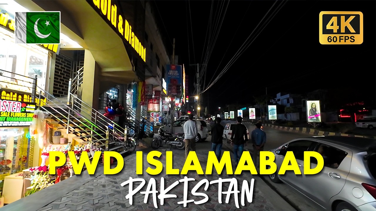 🇵🇰 PWD Islamabad: Walking Tour of Market, Nightlife, and Local Lifestyle in 4K