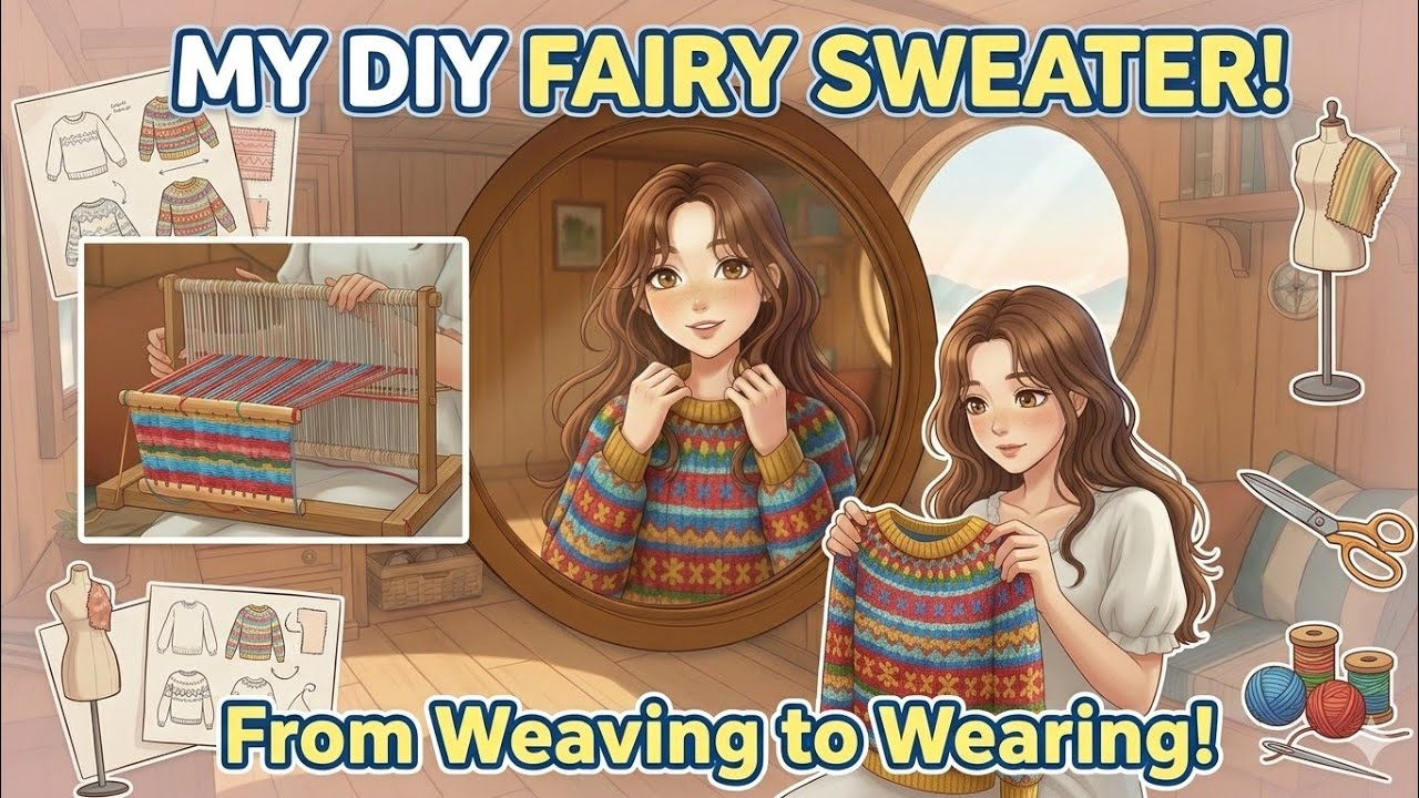 From Weaving to Wearing: My DIY Fairy Sweater! 🧶✨ Part 2 #cozyasmr #animation 