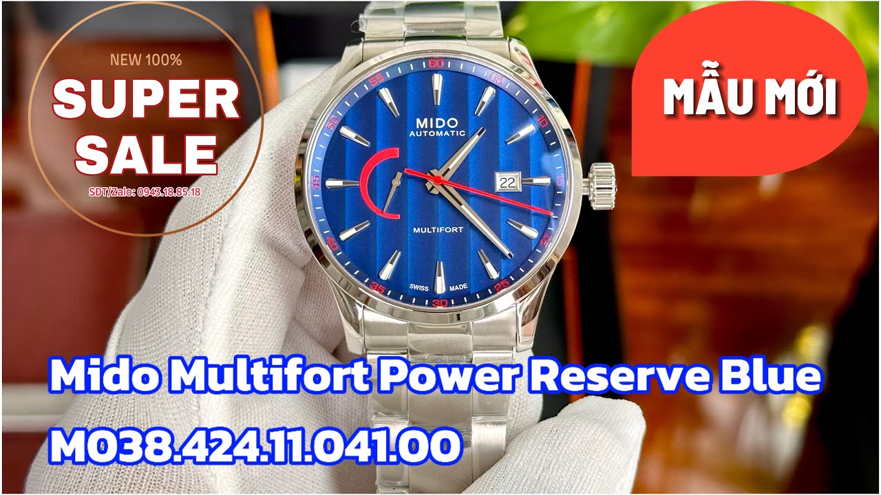 ( Số 127) Mẫu Mới Ra Nhà 𝐌𝐈𝐃𝐎 Multifort Power Reserve Blue M038.424.11.041.00 ( New 100% fullbox )