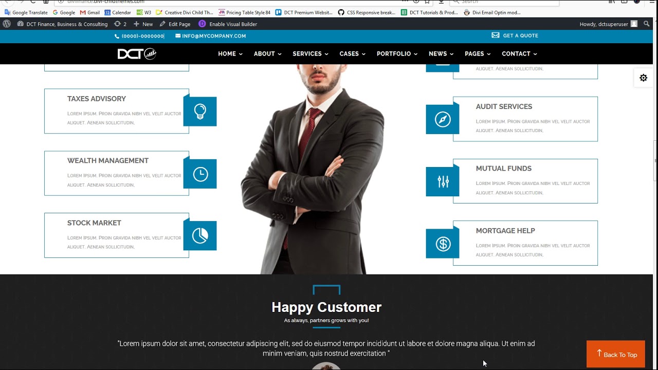 Divi Finance Theme Back To Top Settings