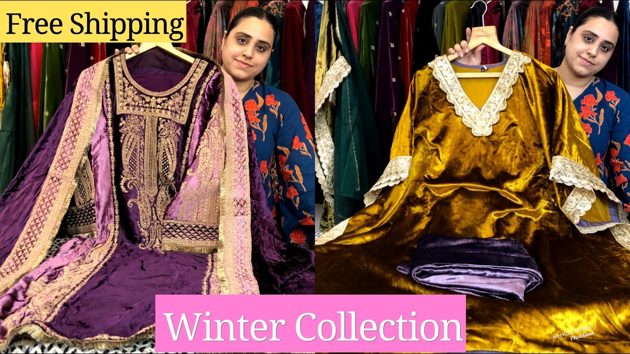 Winter Velvet Suits & Co-ord Sets for Women , Kaliksho Winter Collection, Free Shipping