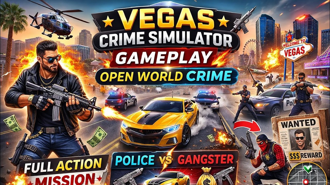 Vegas Crime Simulator | Police vs Gangster Gameplay 😱#gameplay #2026 #newgame #openwarld #trend 