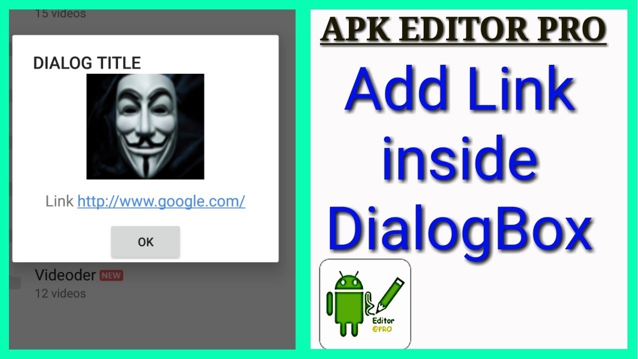 APK EDITOR PRO || ADD LINK INTO THE DIALOGBOX || SMALI CODE EDITING || APP EDITING