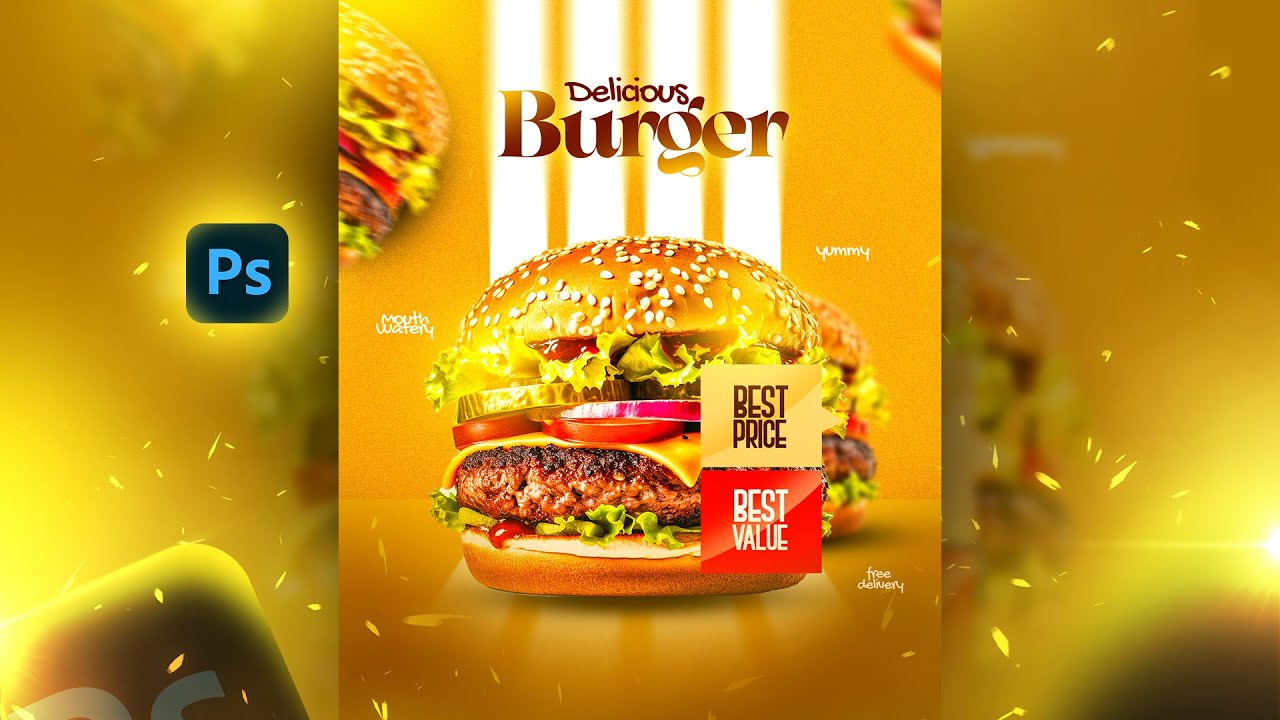 Photoshop Tutorial: Design a Pro Burger Poster | Easy Food Graphic Guide